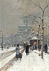 Figures Canvas Paintings - Figures in the Snow, Paris